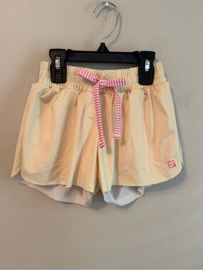 Set Athletics Yellow Active Shorts with Pink Stripe Drawcord
